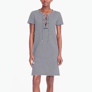 J. CREW STRIPED LACE UP SHIFT DRESS
